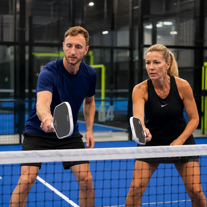 One-to-one pickleball coaching session at Advantage Padel, Christchurch, Dorset