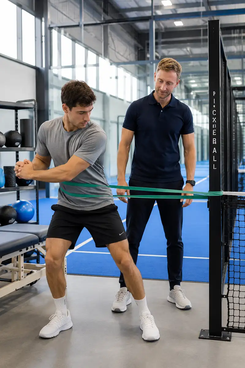 Physiotherapy rehabilitation for a racquet sport player at Advantage Padel, Christchurch, Dorset